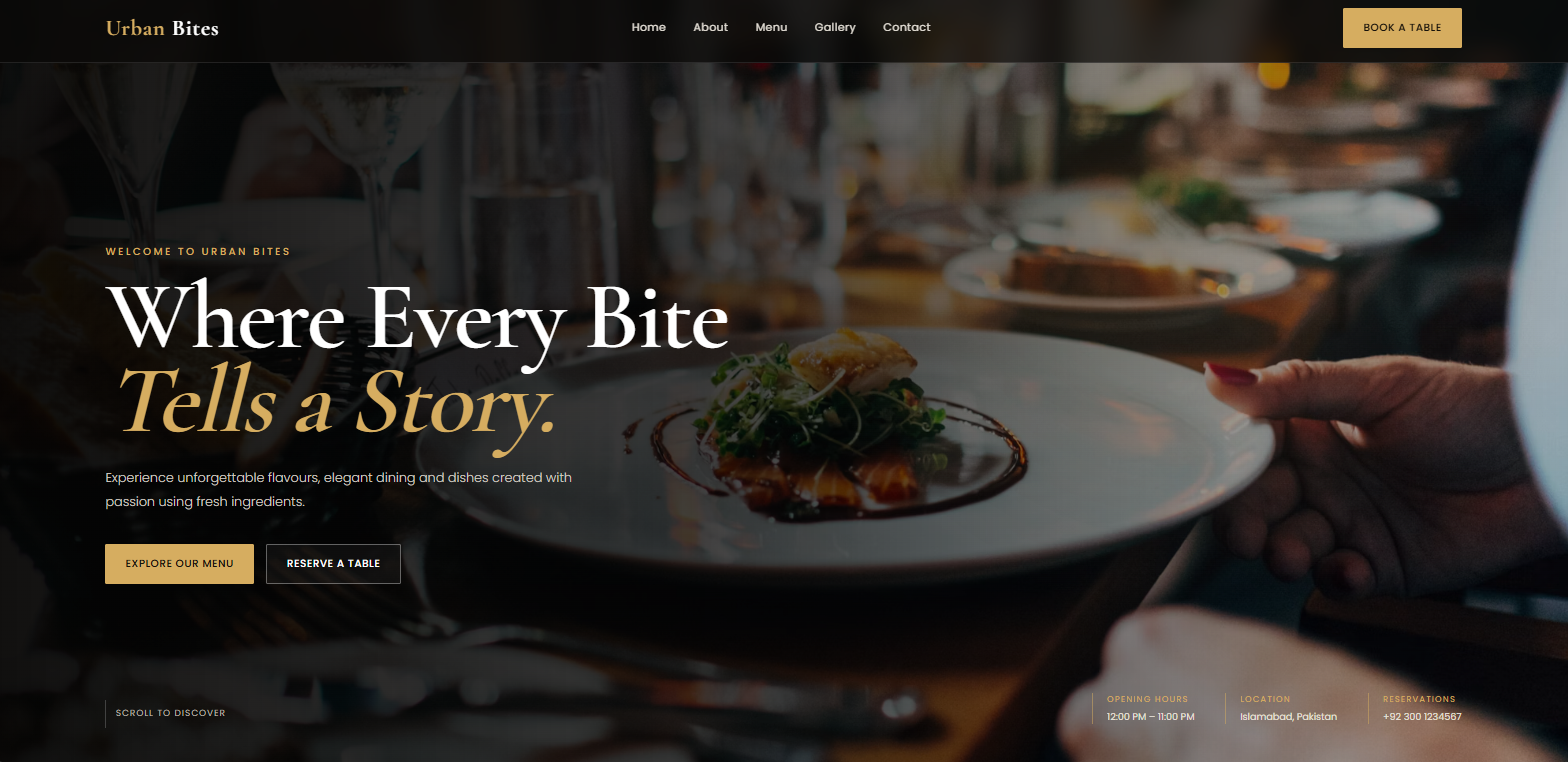 Urban Bites Restaurant Website